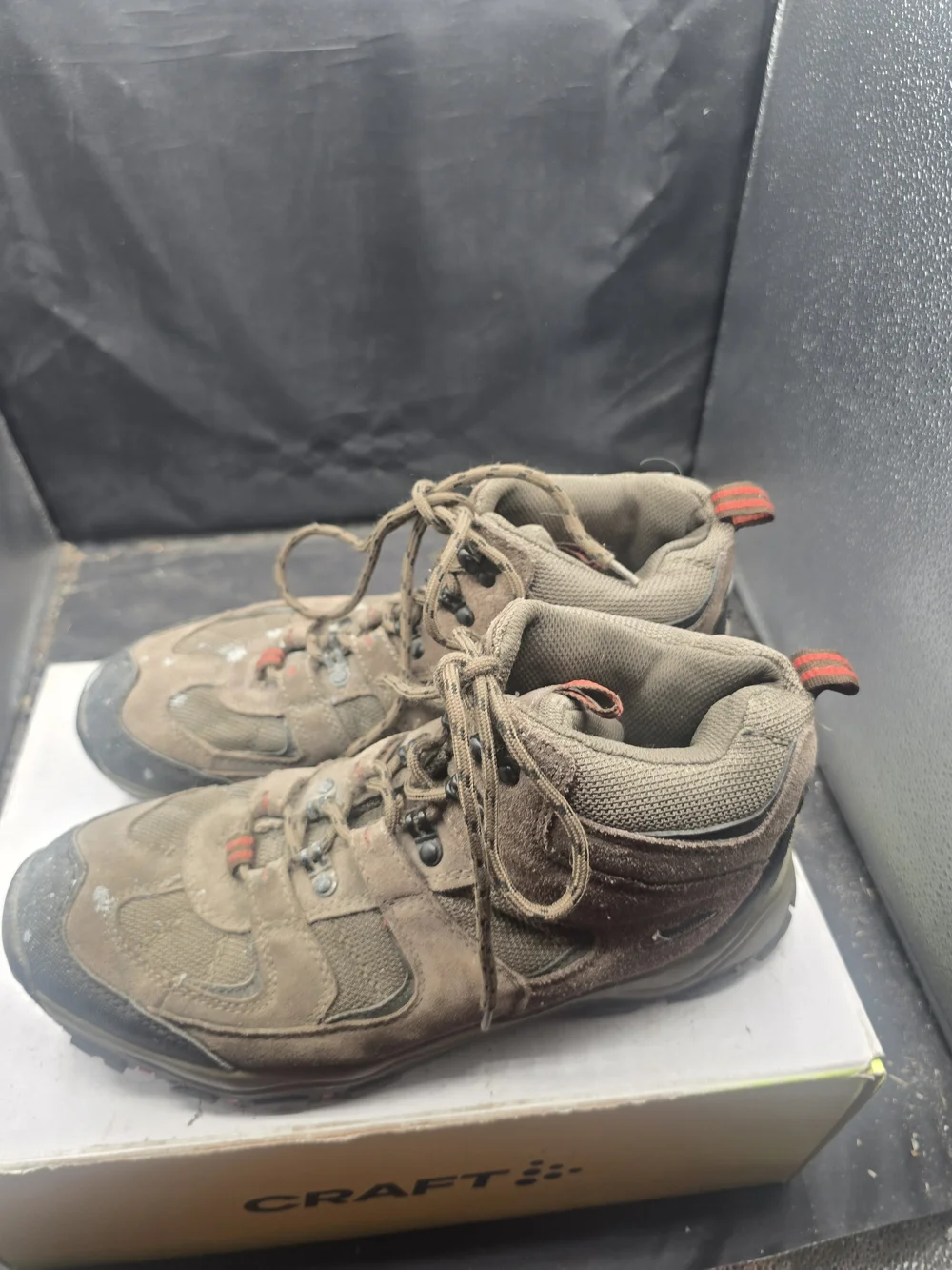 Craft Men's Brown Outdoor Hiking Boots with Orange Accents